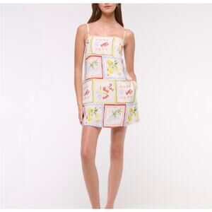 Abercrombie A&F Tile Summer Mini Dress Viscose Lemon Lobster Beach Lined XS